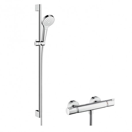 Hansgrohe Croma Select S sprchový set s termostatom Ecostat Comfort a tyčou 0,9m biela/chróm 27014400