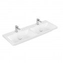 Villeroy & Boch SUBWAY 3.0 dvojumývadlo bez prepadu 2x s otvorom pre batériu 1300 x 470 mm, biela Alpin, 4A71D101