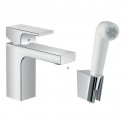 Hansgrohe Vernis Shape umývadlová batéria 100 s ručnou sprchou Bidette a hadicou, EcoSmart, chróm, 71216000