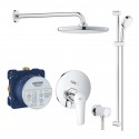 Grohe EUROSMART Cosmopolitan sprchový set s hlavovou sprchou a batériou, ručná sprcha s tyčou Tempesta 250, chróm, 25219001SET