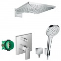 Hansgrohe Vernis Shape sprchový systém 8v1 s hlavovou sprchou Raindance E s termostatom a ručnou sprchou Select chróm 26238CP21