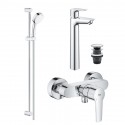 Grohe START set 3v1, umývadlová batéria s výpustou Push-Open, vaňová batéria so sprchovým setom 90 cm chróm, 24208002SET