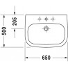 Duravit D-CODE 65 x 50 cm umývadlo s otvorom pre batériu, biele 23106500002