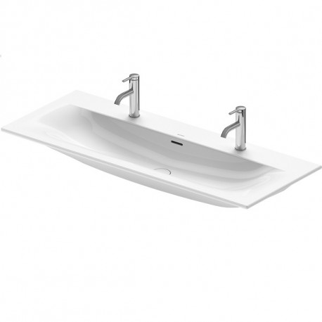 Duravit VIU nábytkové umývadlo 123 x 49 cm s prepadom, s dvomi otvormi pre batériu, a vrátane Push-Open keramického ventilu s b