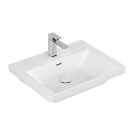 Villeroy & Boch SUBWAY 3.0 umývadlo s prepadom s otvorom pre batériu spodná strana brúsená, 600 x 470 mm, biela Alpin, 4A706G01