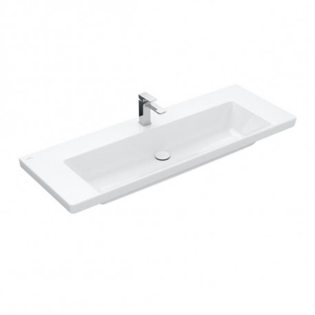 Villeroy & Boch SUBWAY 3.0 umývadlo na skrinku bez prepadu s otvorom pre batériu , 1300 x 470 mm, Biela Alpin , 4A70D201