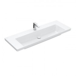 Villeroy & Boch SUBWAY 3.0 umývadlo na skrinku bez prepadu s otvorom pre batériu , 1300 x 470 mm, Stone White Ceramic Plus, 4A7