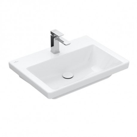 Villeroy & Boch SUBWAY 3.0 umývadlo na skrinku bez prepadu s otvorom pre batériu , 650 x 470 mm, Biela Alpin , 4A706601