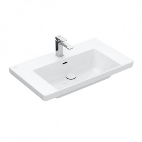 VILLEROY & BOCH Subway 3.0 umývadlo na skrinku s prepadom s otvorom pre batériu , 800 x 470 mm, alpská biela s CeramicPlus 4A70