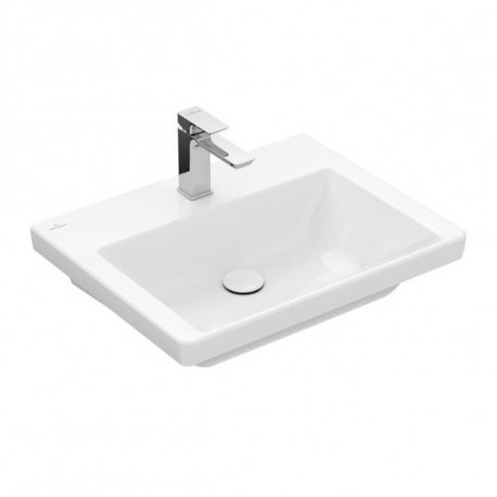 Villeroy & Boch SUBWAY 3.0 umývadlo na skrinku bez prepadu s otvorom pre batériu , 600 x 470 mm, Biela Alpin , 4A706101