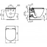 Ideal Standard Tesi závesné WC so sedadlom SoftClose, AquaBlade, čierna T3546V3