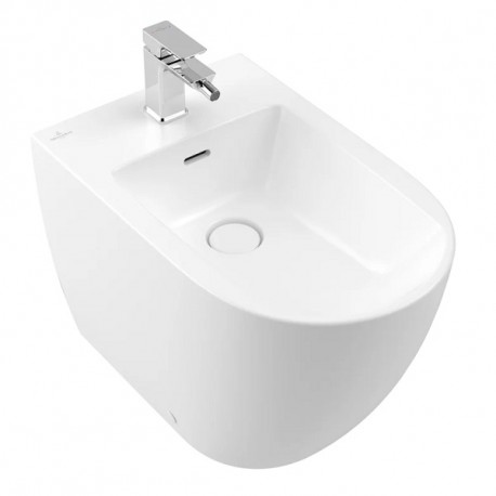 VILLEROY & BOCH Subway 3.0 samostatne stojací bidet s otvorom, s prepadom, 370 x 600 mm, Stone White, s CeramicPlus, 447100RW