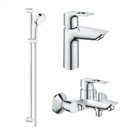 Grohe BAULOOP set 3v1, umývadlová batéria, nástenná vaňová batéria so sprchovým setom 90 cm chróm, 23603000SET