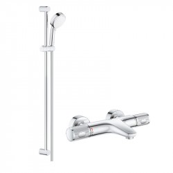 Grohe GROTHERM nástenný set 2v1, vaňová termostatická batéria GROHTHERM 1000 so sprchovým setom 90 cm chróm, 34830000SET