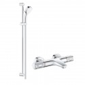 Grohe GROTHERM nástenný set 2v1, vaňová termostatická batéria GROHTHERM 1000 so sprchovým setom 90 cm chróm, 34830000SET