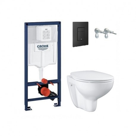 GROHE Solido - set modul Rapid SL, misa WC Bau Ceramic Rimless, sedátko SoftClose, tlačidlo Even matné čierne