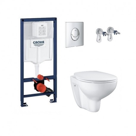 GROHE Solido - set modul Rapid SL, misa WC Bau Ceramic Rimless, sedátko SoftClose, tlačidlo Skate Air chróm 38528001SETG1