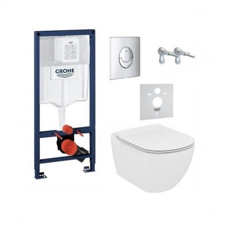 Grohe Rapid SL set predstenovej inštalácie, WC misa a sedátko Tesi, SoftClose, Rimless, tlačítko Skate Air, chróm, 38528001SET-